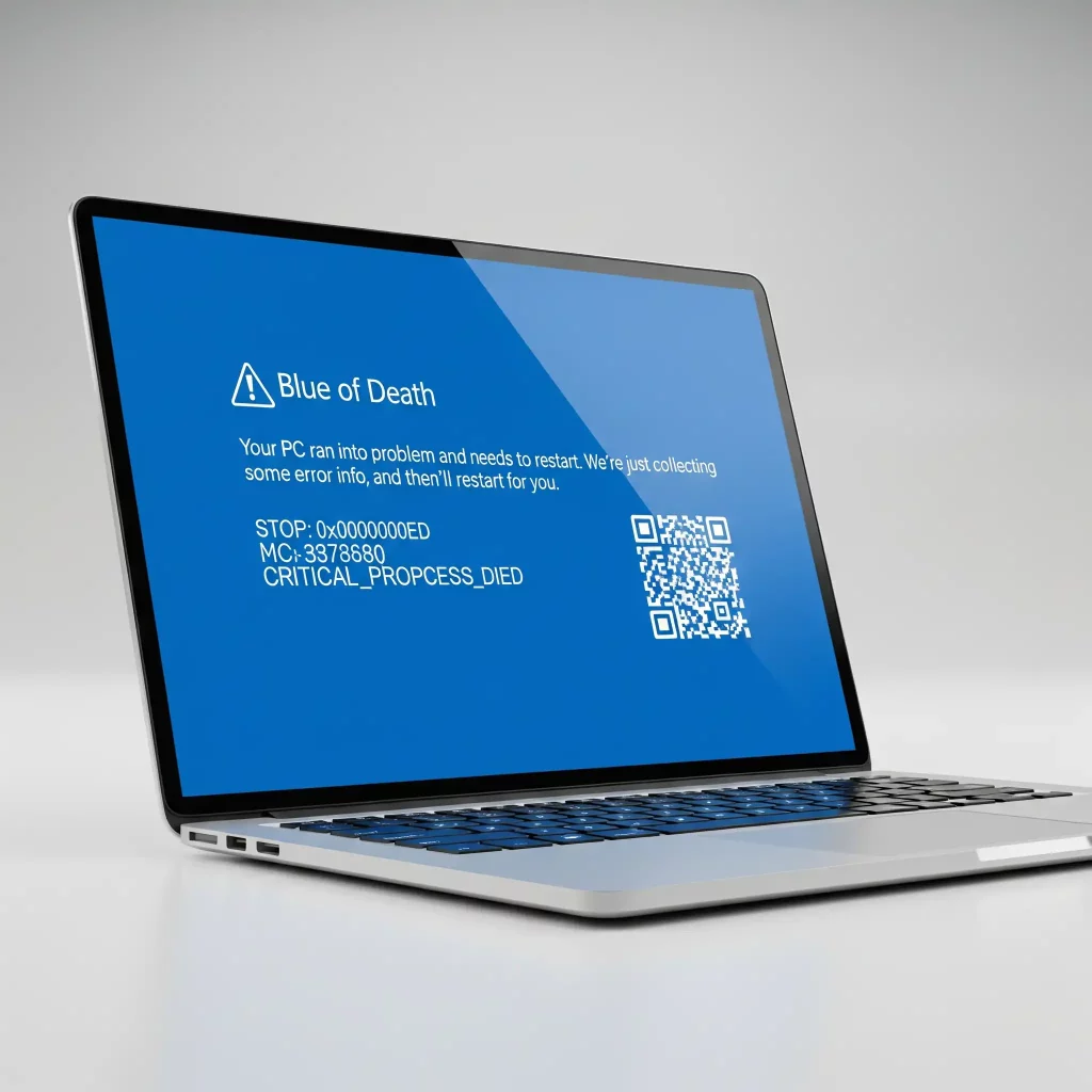 Laptop blue screen dengan kod ralat