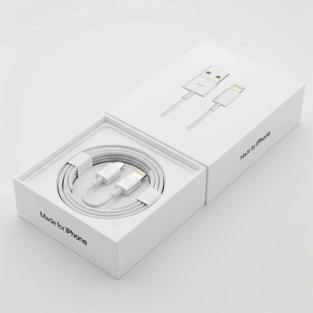Kabel MFi dalam kotak iPhone